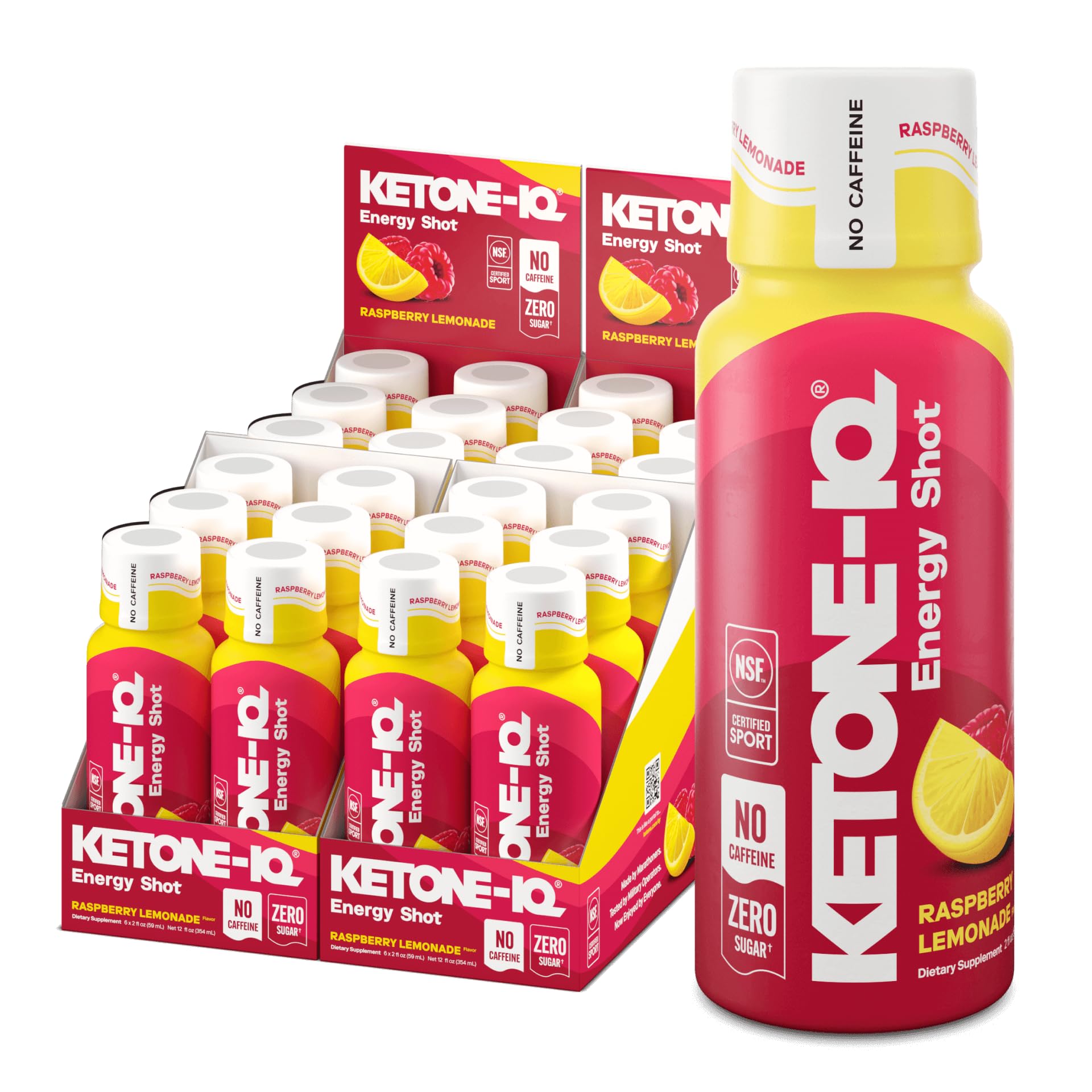 Ketone-IQ No Caffeine Ketone Shots – Drinkable Ketone Fuel, 10g Ketones, Sugar-Free, Caffeine-Free, 24 Pack (Peach)