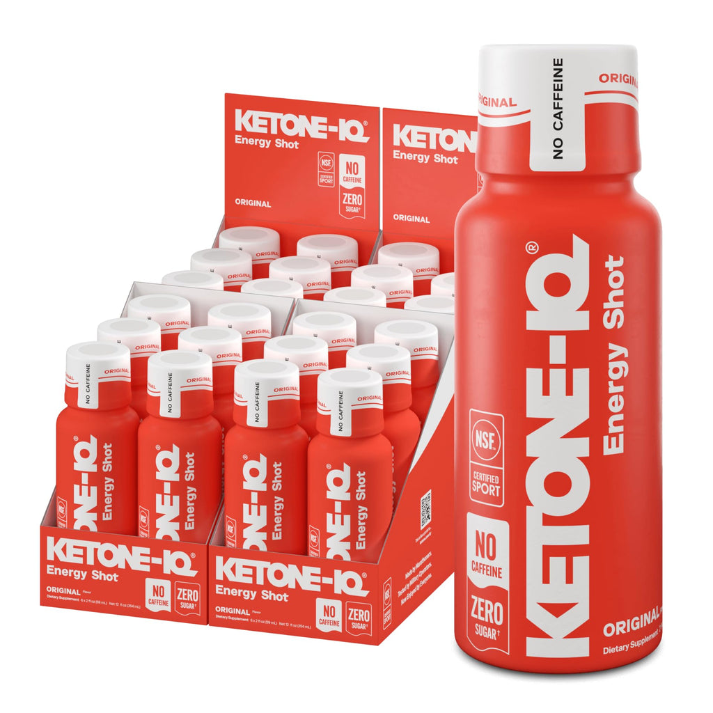 Ketone-IQ No Caffeine Ketone Shots – Drinkable Ketone Fuel, 10g Ketones, Sugar-Free, Caffeine-Free, 24 Pack (Peach)