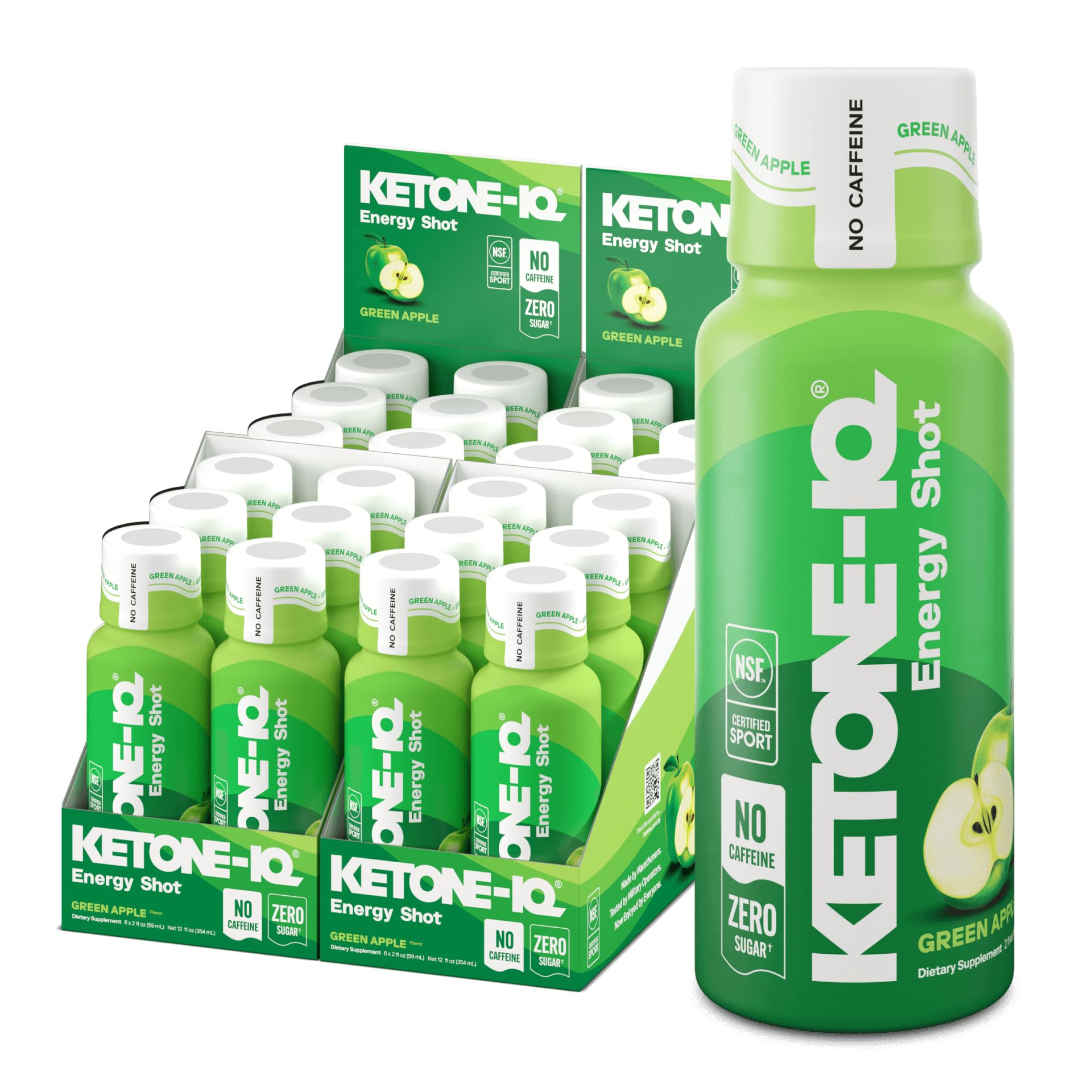 Ketone-IQ No Caffeine Ketone Shots – Drinkable Ketone Fuel, 10g Ketones, Sugar-Free, Caffeine-Free, 24 Pack (Peach)